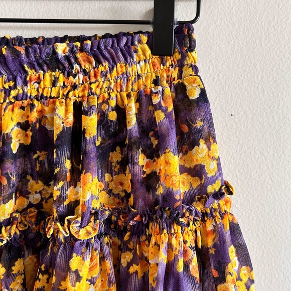 MISA Los Angeles Floral Mini Skirt | Yellow & Purple | Size Small - Picture 6 of 15